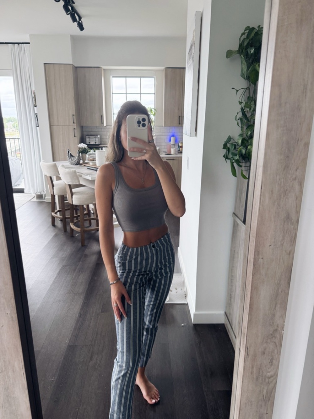 Brandy Melville Blue and White Striped Casual Shorts